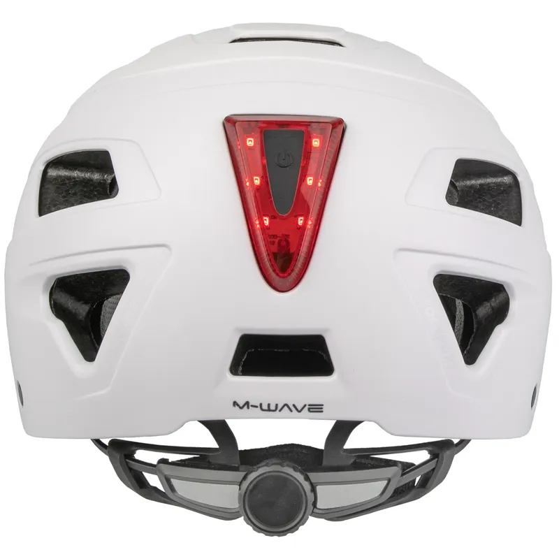 M-WAVE URBAN Bicycle Helmet With Light Matt White-2